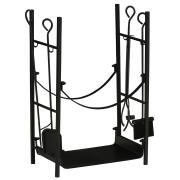 Outsunny Μεταλλική Ξυλιέρα Τζακιού με Αξεσουάρ 44.5x29.5x73cm 842-207