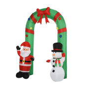 Φουσκωτή Αψίδα με Άγιο Βασίλη Χιονάνθρωπο 244 cm και LED Φωτισμό HOMCOM 844-289