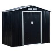 Outsunny Εργαλειοθήκη Garden Shed από λαμαρίνα με συρόμενες πόρτες, 213x130x185cm, Σκούρο Γκρι 845-030CG
