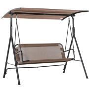 Outsunny Garden Swing Terrace 3 θέσεων με ρυθμιζόμενο μεταλλικό κουβούκλιο και Texteline 172x110x155cm, καφέ 84A-181BN