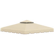 Outsunny Ανταλλακτικό κουβούκλιο για κιόσκι κήπου με οροφή 2 επιπέδων, κάλυμμα από πολυεστέρα για κιόσκι 3x3 m, μπεζ 84C-357V00BG