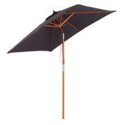 Outsunny Outsunny Tilting Garden Umbrella 2x1,5m, 6 πηχάκια, Ξύλινο κοντάρι και άνοιγμα με σχοινί, Σκούρο Γκρι