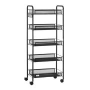 HOMCOM Πολυλειτουργικό Μεταλλικό Τρόλεϊ με 5 Ράφια 45 x 26.5 x 106 cm 850-164