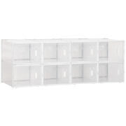 HOMCOM Σετ Πλαστικά Διάφανα Κουτιά Αποθήκευσης Παπουτσιών 28 x 36 x 21 cm 8 τμχ 850-174