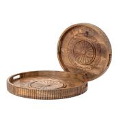 AI Ξύλινοι Δίσκοι Στρογγυλοί Σ/2 49x49x5εκ. 39x39x5εκ. Καφέ Σκαλιστό