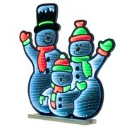 Infinity Οικογένεια Χιονάνθρωποι Φωτιζόμενοι σε Ξύλινη Βάση Διπλής Όψης 65Χ65εκ.