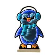 Infinity Πιγκουίνος Φωτιζόμενος σε Ξύλινη Βάση Διπλής Όψης 28Χ40εκ. Μπλε