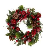 ΠΡΑΣΙΝΟ ΣΤΕΦΑΝΙ ΜΕ ΚΟΥΚΟΥΝΑΡΙΑ, ΚΟΚΚΙΝΑ BERRIES ΚΑΙ ΡΟΔΙΑ 35ΕΚ