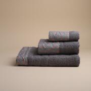 White Fabric Πετσέτα Botanical Border Γκρι Μπάνιου