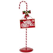 ΚΟΚΚΙΝΟ ΡΙΓΕ ΜΕΤΑΛΛΙΚΟ ΔΙΑΚΟΣΜΗΤΙΚΟ ΜΠΑΣΤΟΥΝΙ  MERRY CHRISTMAS 30Χ30Χ100ΕΚ