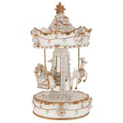 ΛΕΥΚΟ  ΧΡΥΣΟ ΚΟΥΡΔΙΣΤΟ ΠΕΡΙΣΤΡΕΦΟΜΕΝΟ ΚΑΡΟΥΖΕΛ ΜΕ 3 ΦΙΓΟΥΡΕΣ ΚΑΙ ΜΟΥΣΙΚΗ 14Χ14Χ25ΕΚ