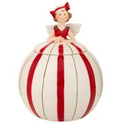 ΛΕΥΚΗ ΜΕ ΚΟΚΚΙΝΕΣ ΡΙΓΕΣ ΚΕΡΑΜΙΚΗ ΜΠΙΣΚΟΤΙΕΡΑ ΣΕ ΣΧΗΜΑ ΝΕΡΑΙΔΑΣ 16Χ15Χ20ΕΚ