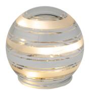 ΛΕΥΚΗ ΓΥΑΛΙΝΗ ΜΠΑΛΑ ΜΕ ΑΣΗΜΙ ΡΙΓΑ ΖΩΓΡΑΦΙΣΜΕΝΗ ΣΤΟ ΧΕΡΙ ΚΑΙ LED ΦΩΣ Φ10ΕΚ ΜΠΑΤΑΡΙΑΣ