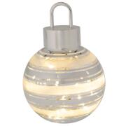 ΛΕΥΚΗ ΓΥΑΛΙΝΗ ΜΠΑΛΑ ΜΕ ΑΣΗΜΙ ΡΙΓΑ ΚΑΙ LED ΦΩΣ Φ12ΕΚ ΜΠΑΤΑΡΙΑΣ