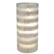 ΑΣΗΜΙ ΓΥΑΛΙΝΟΣ ΔΙΑΚΟΣΜΗΤΙΚΟΣ ΚΥΛΙΝΔΡΟΣ ΜΕ ΛΕΥΚΕΣ ΡΙΓΕΣ AND LED ΦΩΣ Φ9Χ20ΕΚ ΜΠΑΤΑΡΙΑΣ