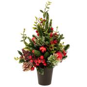 ΠΡΑΣΙΝΟ ΔΕΝΤΡΟ ΜΕ ΚΟΚΚΙΝΑ BERRIES ΚΟΚΚΙΝΕΣ ΜΠΑΛΛΕΣ ΚΑΙ  ΠΑΓΩΜΕΝΟ ΚΟΥΚΟΥΝΑΡΙ ΣΕ ΠΛΑΣΤΙΚΗ ΓΛΑΣΤΡΑ 4