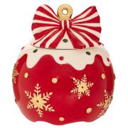 ΚΟΚΚΙΝΗ ΚΕΡΑΜΙΚΗ ΜΠΙΣΚΟΤΙΕΡΑ ΣΕ ΣΧΗΜΑ ΜΠΑΛΑΣ ΜΕ ΦΙΟΓΚΟ ΚΑΙ ΧΙΟΝΟΝΙΦΑΔΕΣ 18Χ18Χ21ΕΚ