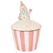 ΡΟΖ  ΛΕΥΚΗ ΚΕΡΑΜΙΚΗ ΜΠΙΣΚΟΤΙΕΡΑ CUPCAKE ΜΕ ΧΙΟΝΑΝΘΡΩΠΟ 18Χ18Χ28,5ΕΚ