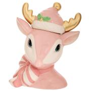 ΡΟΖ ΚΕΡΑΜΙΚΗ ΜΠΙΣΚΟΤΙΕΡΑ ΣΕ ΣΧΗΜΑ ΚΕΦΑΛΙ ΕΛΑΦΙΟΥ ΜΕ ΧΡΥΣΑ ΚΕΡΑΤΑ 23Χ17Χ28ΕΚ