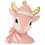 ΡΟΖ ΚΕΡΑΜΙΚΗ ΜΠΙΣΚΟΤΙΕΡΑ ΣΕ ΣΧΗΜΑ ΚΕΦΑΛΙ ΕΛΑΦΙΟΥ ΜΕ ΧΡΥΣΑ ΚΕΡΑΤΑ 20Χ14,5Χ23,5ΕΚ