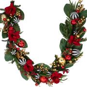 ΚΟΚΚΙΝΗ ΓΙΡΛΑΝΤΑ ΜΕ ΤΕΧΝΗΤΑ ΑΝΘΗ ΚΑΙ ΚΟΚΚΙΝΕΣ ΜΠΑΛΕΣ 23Χ15Χ183ΕΚ