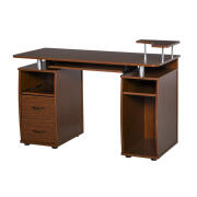 Ξύλινο Γραφείο με Θέση για Υπολογιστή και Πληκτρολόγιο 120 x 55 x 85 cm Χρώματος Σκούρο Καφέ HOMCOM 920-011V01