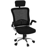 Καρέκλα γραφείου HOMCOM με ρυθμιζόμενο προσκέφαλο και ύψος, διχτυωτό ύφασμα και πτυσσόμενα μπράτσα, μαύρο 921-653V00BK