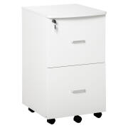 Ντουλάπι γραφείου Vinsetto με 2 συρτάρια και 5 ρόδες, αρχειοθήκη από MDF και μοριοσανίδα, 43x45x72 cm, Λευκό 924-035WT
