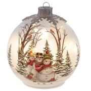 A.I. Decoration 93963 Μπάλα με Χιονάνθρωπους Γυάλινη με LED Φώς Ø15Χ16,5εκ.