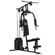 HOMCOM Fitness Station με βάρη 45kg για οικιακή και επαγγελματική προπόνηση, Πολυλειτουργικό Steel Gym, 135x103x210cm, Μαύρο A91-176