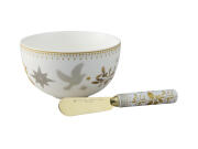Maxwell & Williams Μπολ 10cm & Μαχαιράκι Ντιπ White Christmas Σετ 2 Τεμαχίων σε Συσκευασία Δώρου -