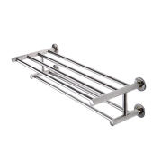 Costway Επιτοίχια Μεταλλική Πετσετοκρεμάστρα Μπάνιου με 2 Ράγες και 1 Ράφι 60 x 22 x 15 cm Costway BA7596