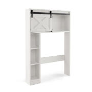 Costway Ξύλινη Εταζέρα Μπάνιου με 3 Ράφια και 2 Ντουλάπια 84 x 17 x 128 cm Costway BA7825WH