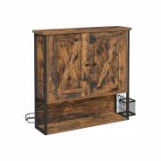 VASAGLE Επιτοίχιο Ντουλάπι Τοίχου Μπάνιου με Θήκη για Πιστολάκι Μαλλιών, Ρυθμιζόμενα Ράφια και Διπλές Πόρτες, Καφέ Μαύρο BBK123B01