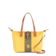 US Polo Assn. Τσάντα χειρός 31x11x26cm Patterson Color Block Shopping μεσαία Yellow/Army