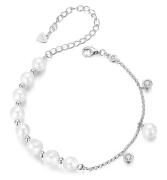 BAMOER βραχιόλι BSB189 με πέρλες & κυβική ζιρκόνια ασήμι 925 ασημί