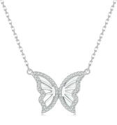 BAMOER κολιέ πεταλούδα BSN293 με κυβική ζιρκόνια ασήμι 925 ασημί