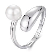 BAMOER δαχτυλίδι BSR662-E με πέρλα ανοιγόμενο ασήμι 925 ασημί