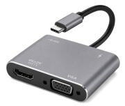 POWERTECH docking station CAB-UC101 4 θυρών USB-C 4K 100W γκρι