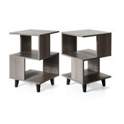 Costway Σετ Ξύλινα Κομοδίνα με 2 Ράφια 40 x 40 x 64 cm 2 τμχ Costway CB10236