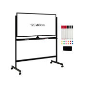 Costway Τροχήλατος Μαγνητικός Περιστρεφόμενος Πίνακας Μαρκαδόρου Διπλής Όψης 126 x 59 x 145/165 cm Costway CB10390BK