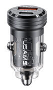 USAMS φορτιστής αυτοκινήτου US-CC175 USB & USB-C 45W QC & PD μαύρος