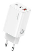 USAMS φορτιστής τοίχου CC265 USB & 2x USB-C 67W GaN λευκός