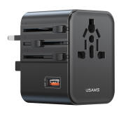 USAMS φορτιστής/αντάπτορας πρίζας CC309 USB & 2x USB-C universal 25W μαύρος