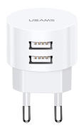USAMS φορτιστής τοίχου T20 2x USB 2.1A λευκός