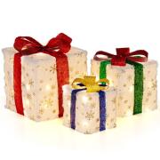 Χριστουγεννιάτικα Κουτιά Δώρου Φωτιζόμενα Σετ 3 τεμαχίων  COSTWAY CM24608DE