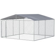 PawHut Metal Dog Kennel με υφασμάτινο κουβούκλιο Oxford και πόρτα με κλειδαριά, 400x230x232 cm D02-049V04SR