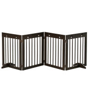 PawHut Folding Small Dog Gate, σε ξύλο πεύκου, 204x30x61 cm, καφέ D06-084BN