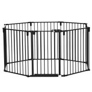 PawHut Πτυσσόμενη πύλη ασφαλείας 8 τμημάτων, Steel Dog Barrier Gate - Μαύρο D06-128V01BK