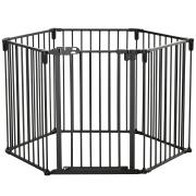 Πτυσσόμενη πύλη ασφαλείας PawHut 6 τμημάτων, Steel Dog Barrier Gate - Μαύρο D06-128